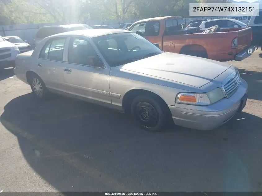 2004 Ford Crown Victoria Lx VIN: 2FAFP74W74X132151 Lot: 42169456