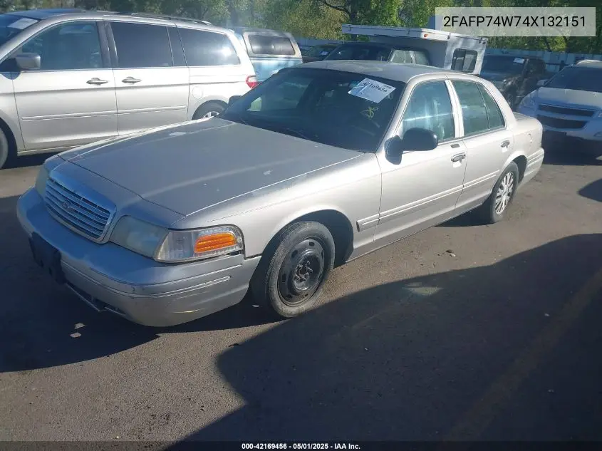 2004 Ford Crown Victoria Lx VIN: 2FAFP74W74X132151 Lot: 42169456