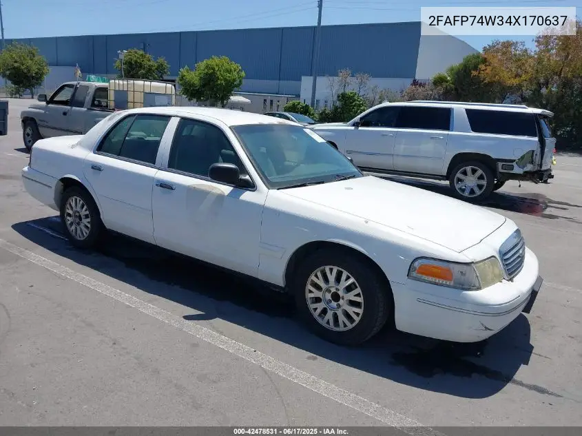 2004 Ford Crown Victoria Lx VIN: 2FAFP74W34X170637 Lot: 42478531
