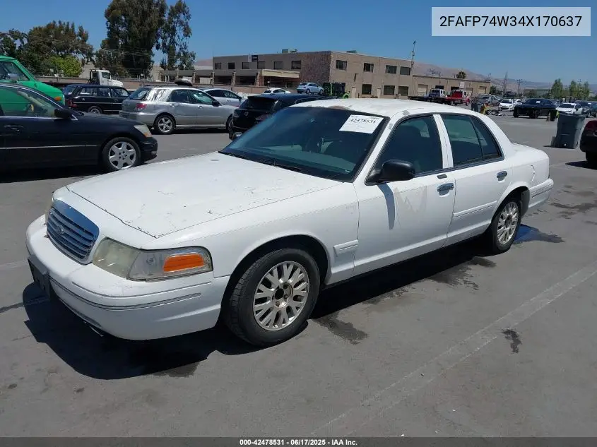 2004 Ford Crown Victoria Lx VIN: 2FAFP74W34X170637 Lot: 42478531