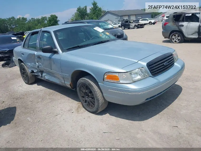 2004 Ford Crown Victoria Lx VIN: 2FAFP74W24X153702 Lot: 42593520