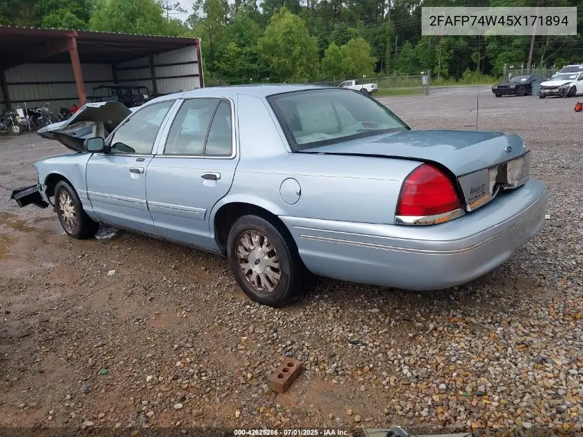 2005 Ford Crown Victoria Lx/Lx Sport VIN: 2FAFP74W45X171894 Lot: 42625286