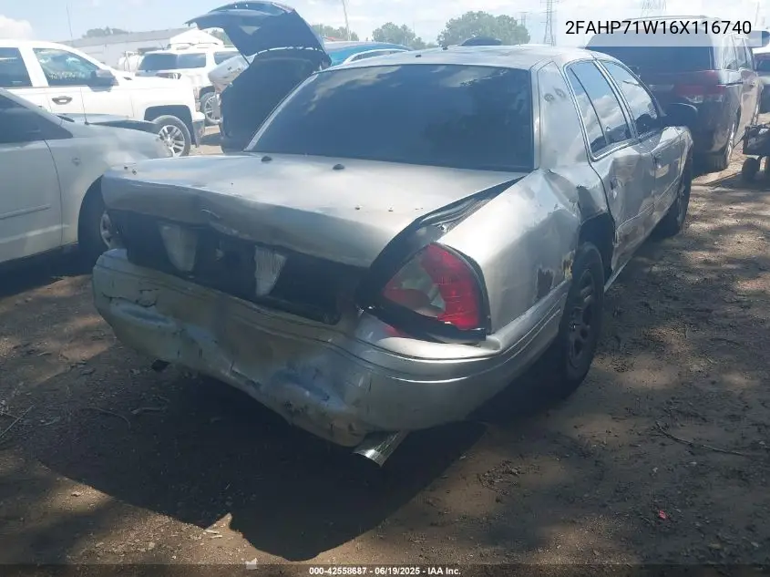 2006 Ford Crown Victoria Police/Police Interceptor VIN: 2FAHP71W16X116740 Lot: 42558687