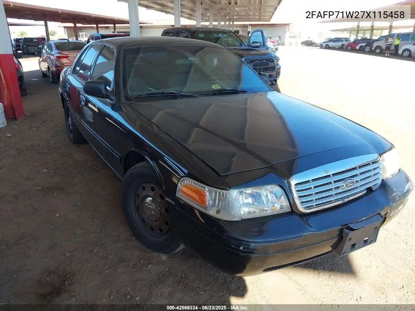 2007 Ford Crown Victoria Police/Police Interceptor VIN: 2FAFP71W27X115458 Lot: 42566334