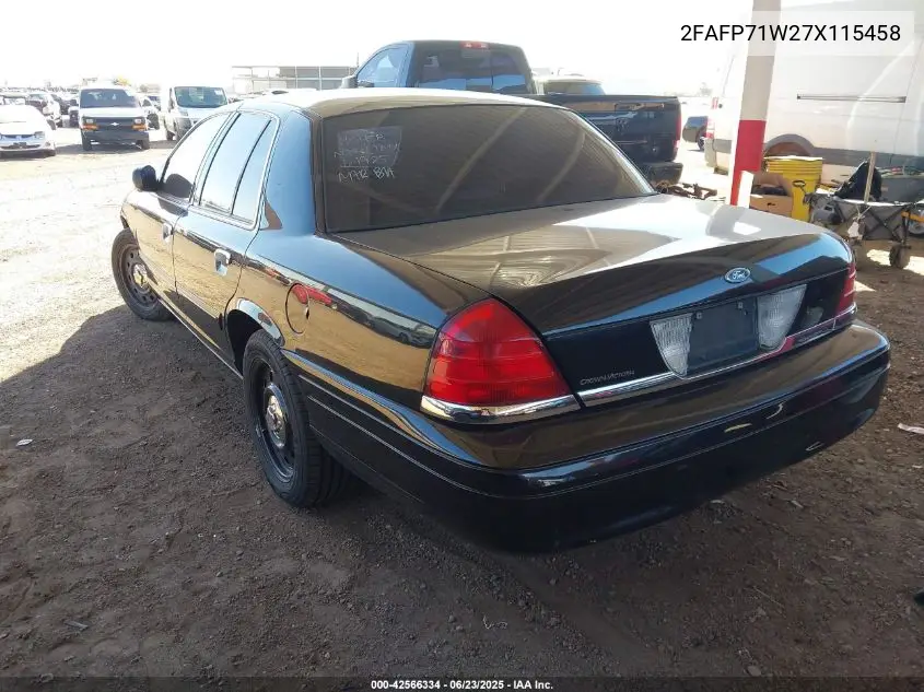 2007 Ford Crown Victoria Police/Police Interceptor VIN: 2FAFP71W27X115458 Lot: 42566334