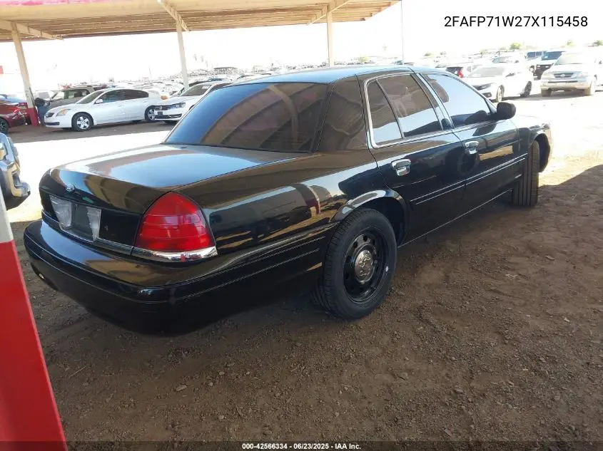 2007 Ford Crown Victoria Police/Police Interceptor VIN: 2FAFP71W27X115458 Lot: 42566334