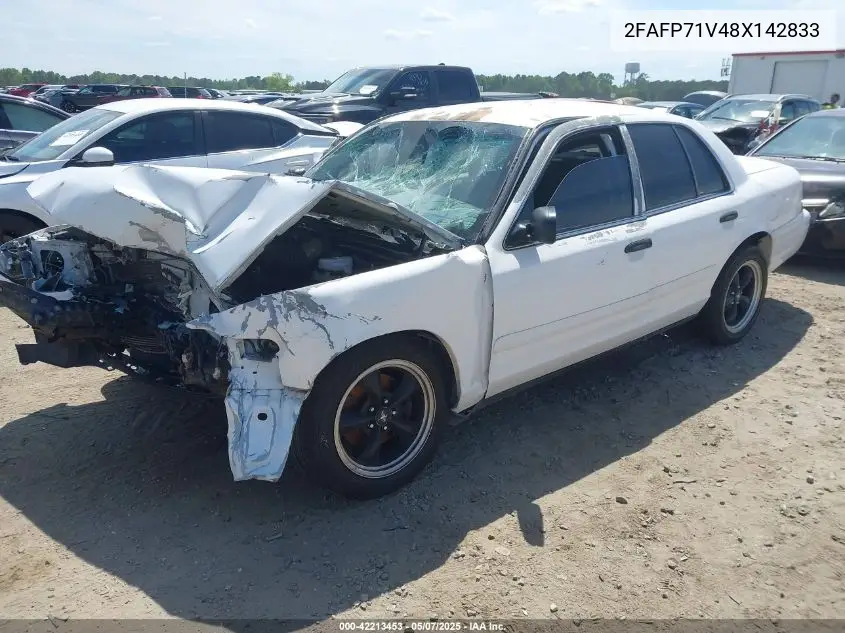 2008 Ford Crown Victoria Police/Police Interceptor VIN: 2FAFP71V48X142833 Lot: 42213453