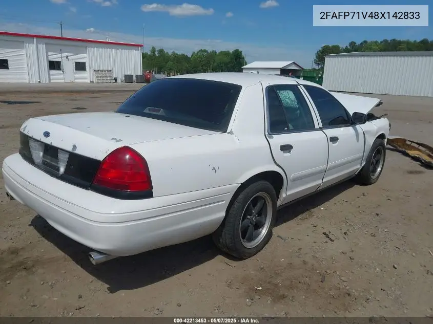 2008 Ford Crown Victoria Police/Police Interceptor VIN: 2FAFP71V48X142833 Lot: 42213453
