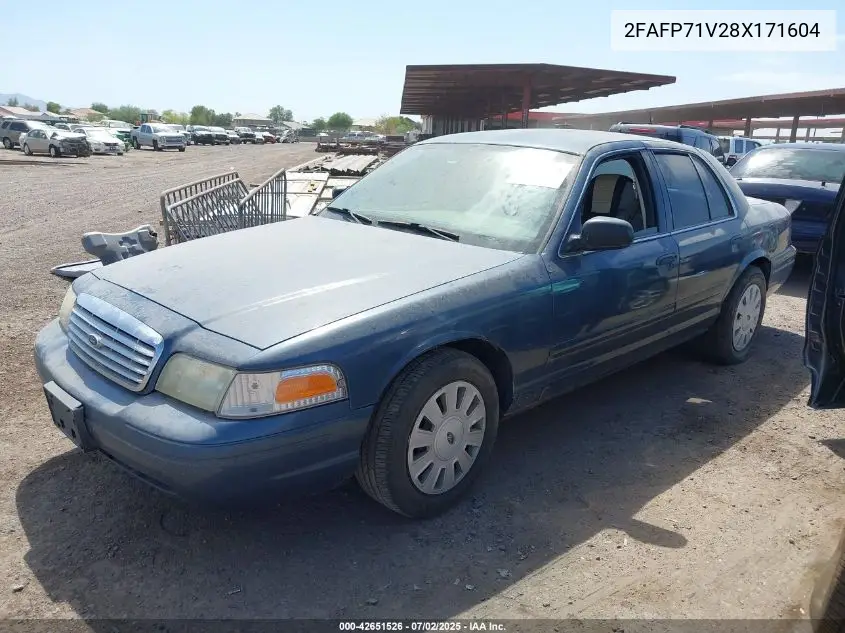 2008 Ford Crown Victoria Police/Police Interceptor VIN: 2FAFP71V28X171604 Lot: 42651526