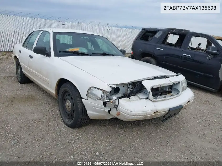 2010 Ford Crown Victoria VIN: 2FABP7BV7AX135698 Lot: 12310155