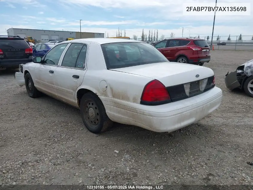 2010 Ford Crown Victoria VIN: 2FABP7BV7AX135698 Lot: 12310155