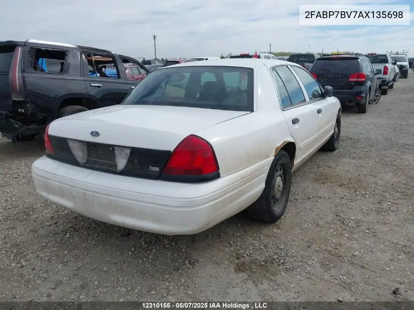 2010 Ford Crown Victoria VIN: 2FABP7BV7AX135698 Lot: 12310155