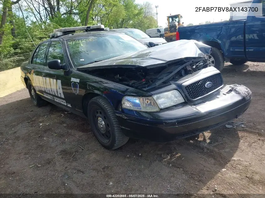 2010 Ford Crown Victoria Police/Police Interceptor VIN: 2FABP7BV8AX143700 Lot: 42202885