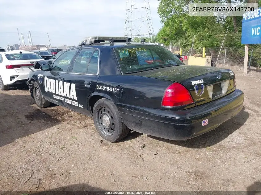 2010 Ford Crown Victoria Police/Police Interceptor VIN: 2FABP7BV8AX143700 Lot: 42202885