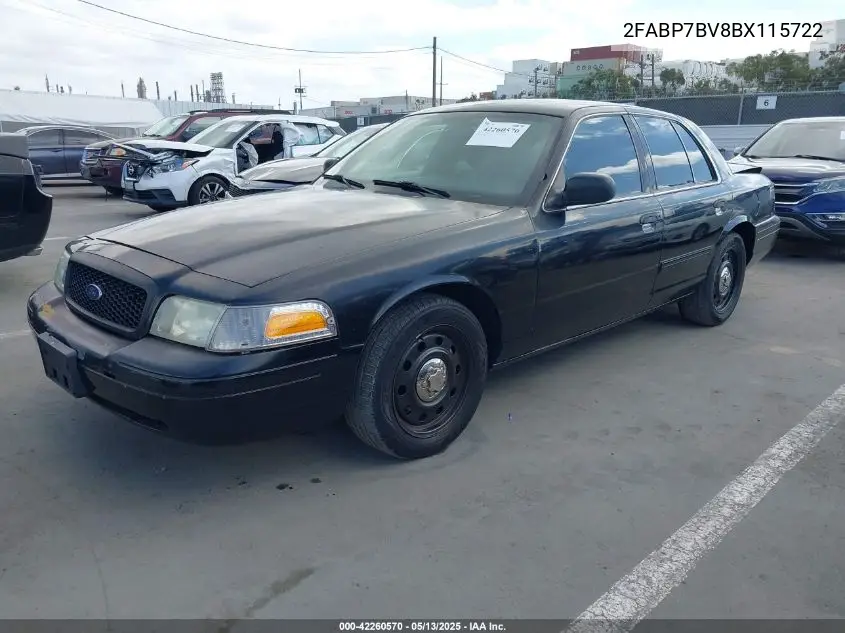 2011 Ford Crown Victoria Police Interceptor VIN: 2FABP7BV8BX115722 Lot: 42260570