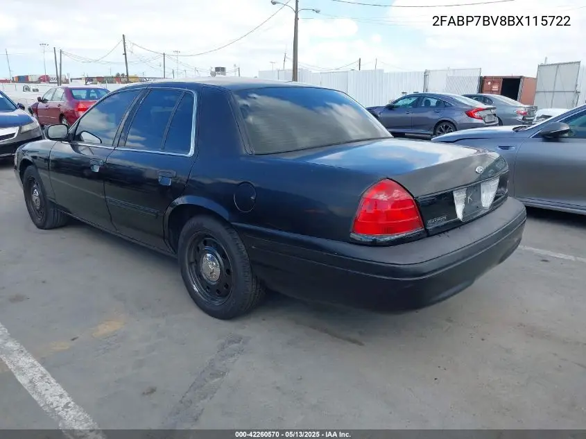2011 Ford Crown Victoria Police Interceptor VIN: 2FABP7BV8BX115722 Lot: 42260570