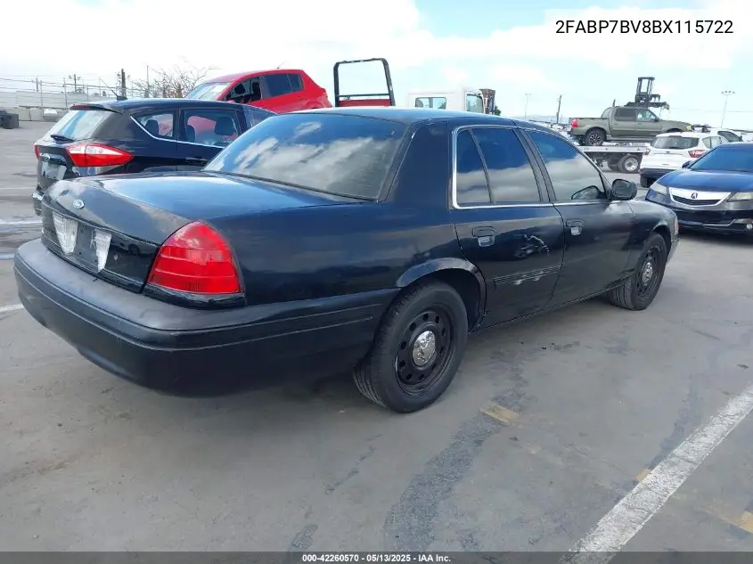 2011 Ford Crown Victoria Police Interceptor VIN: 2FABP7BV8BX115722 Lot: 42260570