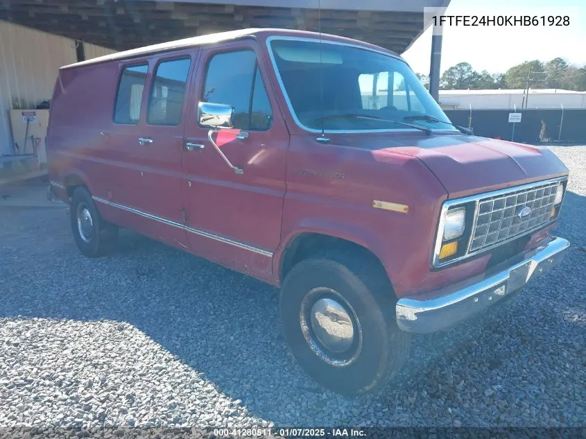 1989 Ford Econoline E250 Van VIN: 1FTFE24H0KHB61928 Lot: 41280511