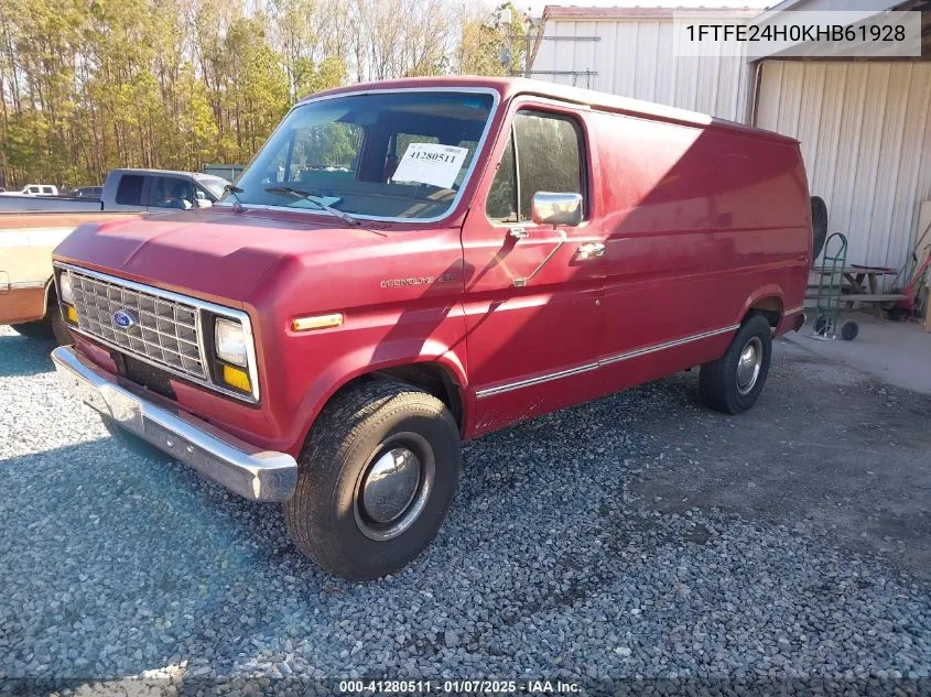 1989 Ford Econoline E250 Van VIN: 1FTFE24H0KHB61928 Lot: 41280511