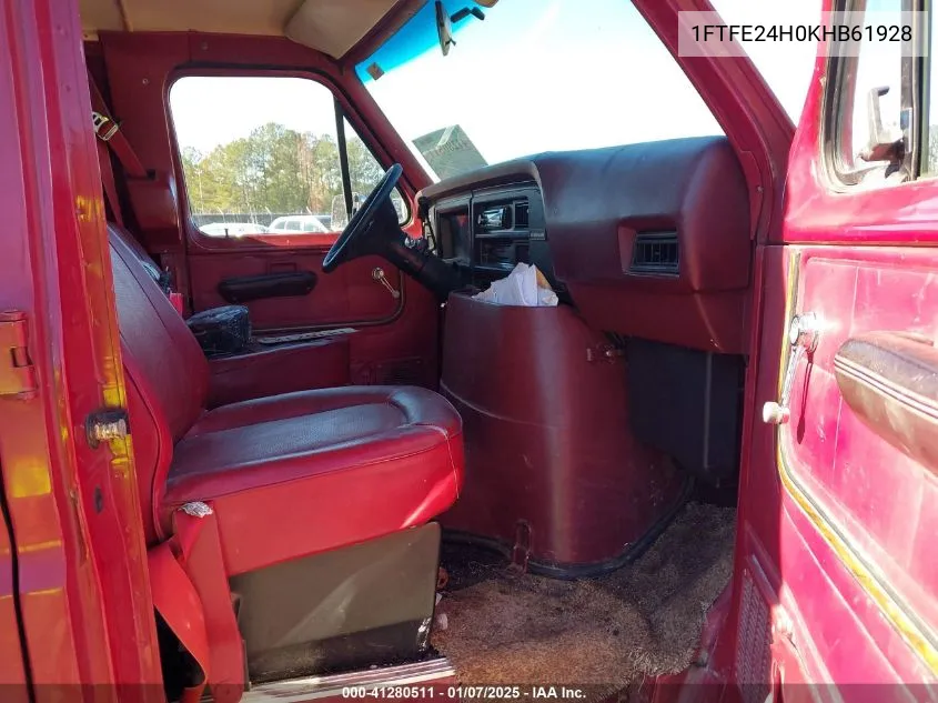 1989 Ford Econoline E250 Van VIN: 1FTFE24H0KHB61928 Lot: 41280511