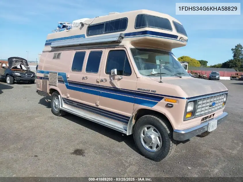 1989 Ford Econoline E350 Super Duty Van VIN: 1FDHS34G6KHA58829 Lot: 41889203
