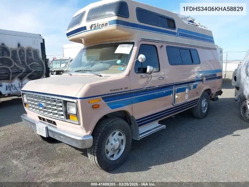 1989 Ford Econoline E350 Super Duty Van VIN: 1FDHS34G6KHA58829 Lot: 41889203