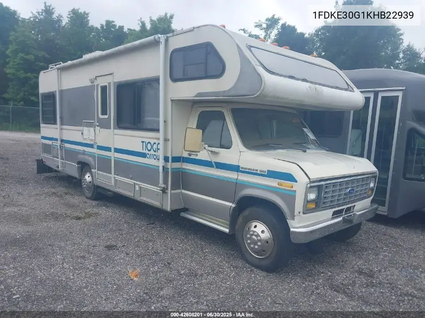 1989 Ford Econoline E350 Cutaway Van VIN: 1FDKE30G1KHB22939 Lot: 42608201