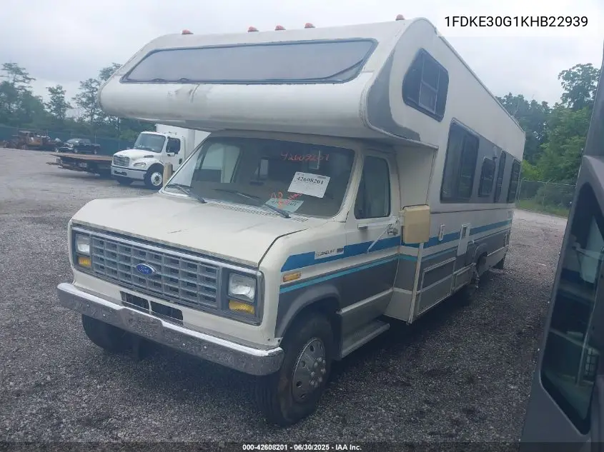 1989 Ford Econoline E350 Cutaway Van VIN: 1FDKE30G1KHB22939 Lot: 42608201