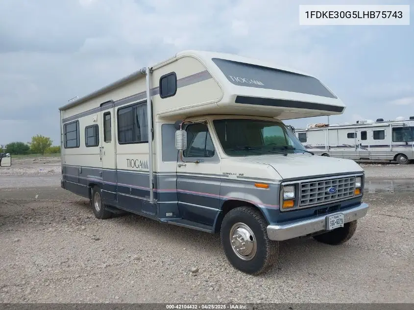 1990 Ford Econoline E350 Cutaway Van VIN: 1FDKE30G5LHB75743 Lot: 42104432