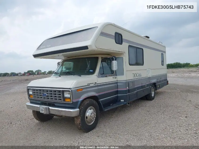 1990 Ford Econoline E350 Cutaway Van VIN: 1FDKE30G5LHB75743 Lot: 42104432