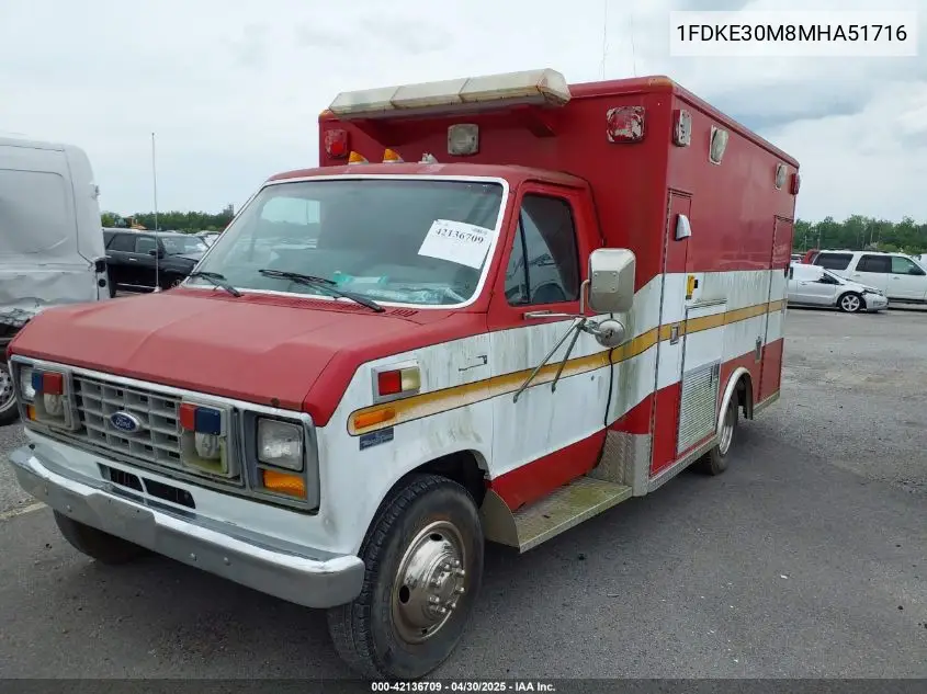 1991 Ford Econoline E350 Cutaway Van VIN: 1FDKE30M8MHA51716 Lot: 42136709