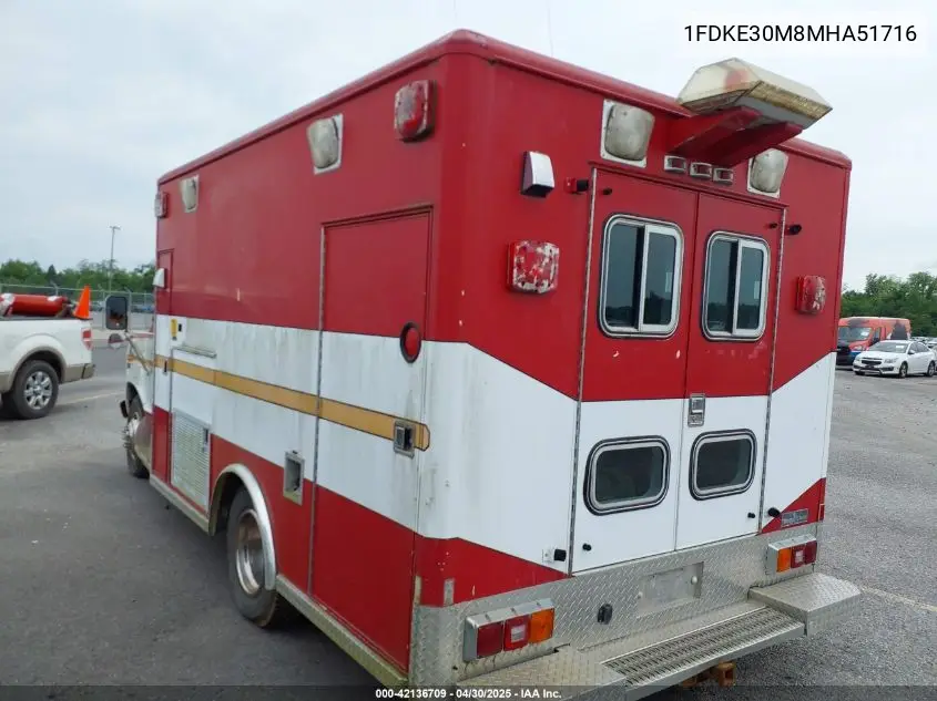 1991 Ford Econoline E350 Cutaway Van VIN: 1FDKE30M8MHA51716 Lot: 42136709