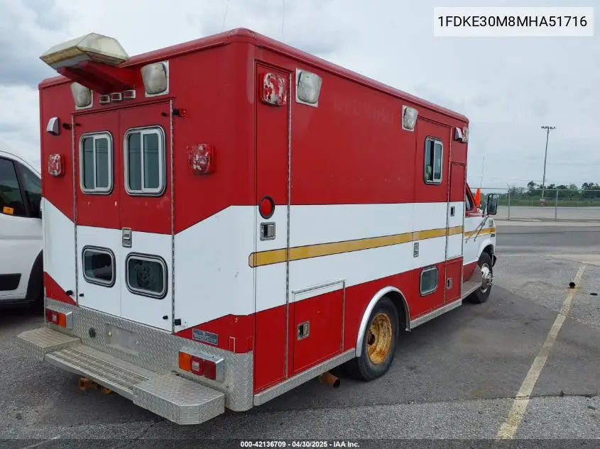 1991 Ford Econoline E350 Cutaway Van VIN: 1FDKE30M8MHA51716 Lot: 42136709
