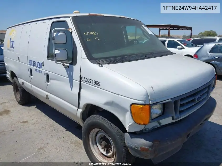 2004 Ford E-250 Commercial/Recreational VIN: 1FTNE24W94HA42417 Lot: 42737229