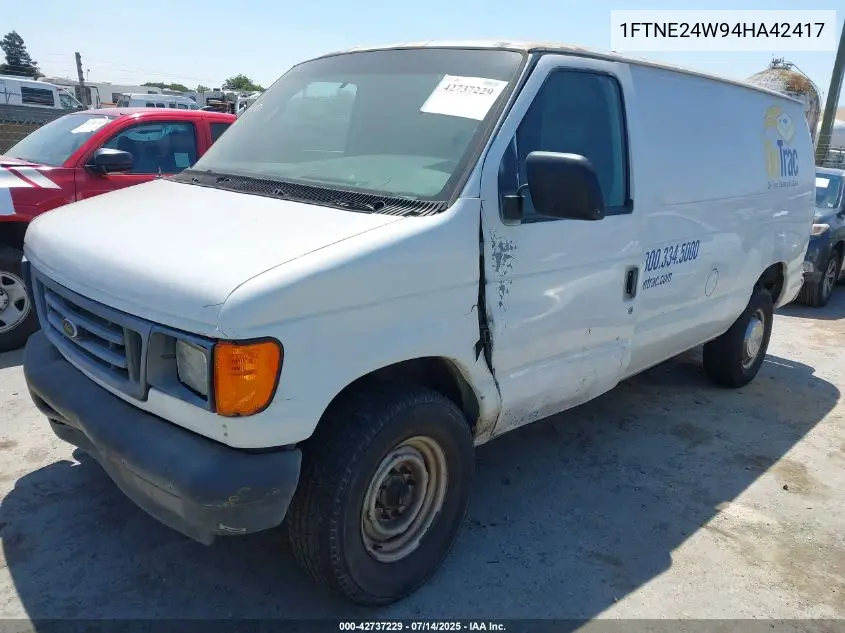 2004 Ford E-250 Commercial/Recreational VIN: 1FTNE24W94HA42417 Lot: 42737229