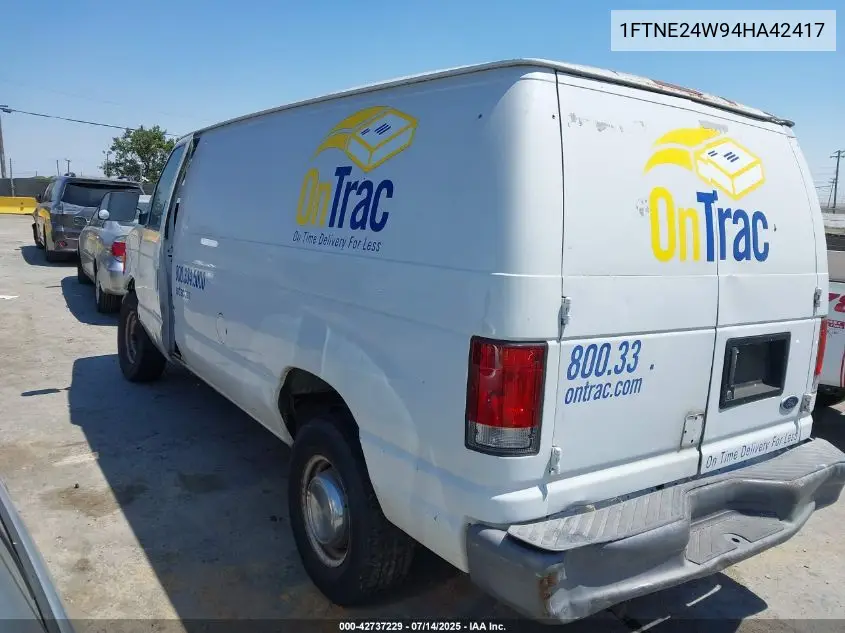 2004 Ford E-250 Commercial/Recreational VIN: 1FTNE24W94HA42417 Lot: 42737229