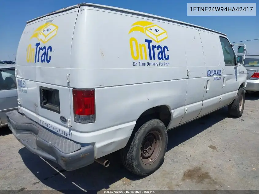 2004 Ford E-250 Commercial/Recreational VIN: 1FTNE24W94HA42417 Lot: 42737229