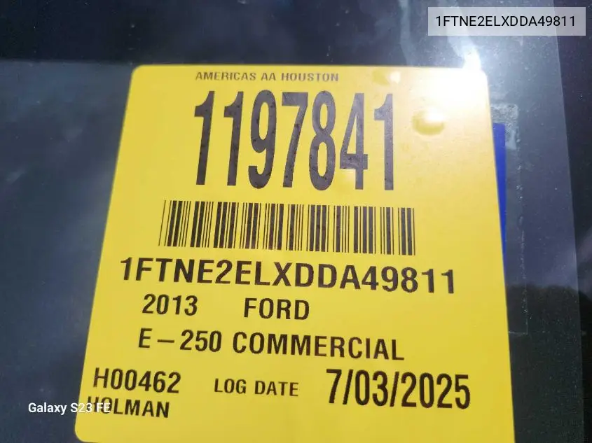 2013 Ford E-250 Commercial VIN: 1FTNE2ELXDDA49811 Lot: 42737685