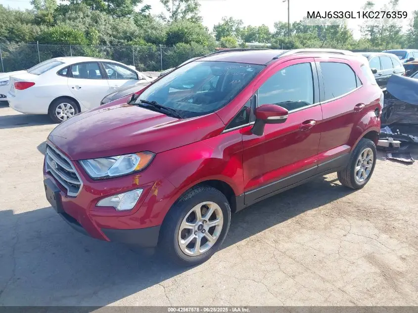 2019 Ford Ecosport Se VIN: MAJ6S3GL1KC276359 Lot: 42567578