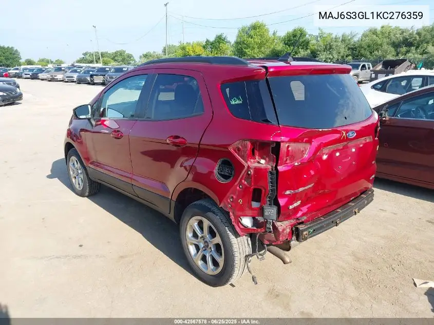 2019 Ford Ecosport Se VIN: MAJ6S3GL1KC276359 Lot: 42567578