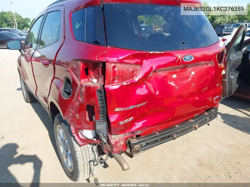 2019 Ford Ecosport Se VIN: MAJ6S3GL1KC276359 Lot: 42567578