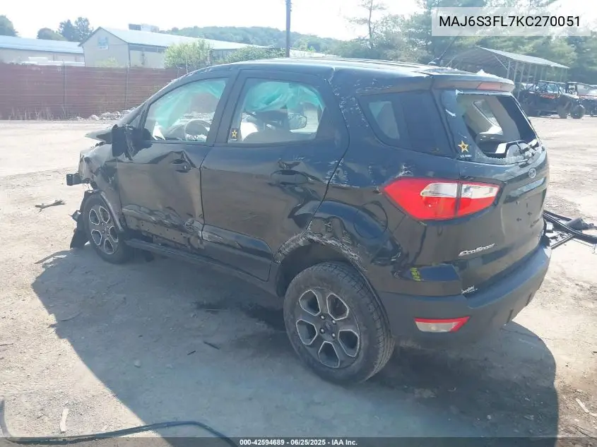 2019 Ford Ecosport S VIN: MAJ6S3FL7KC270051 Lot: 42594689