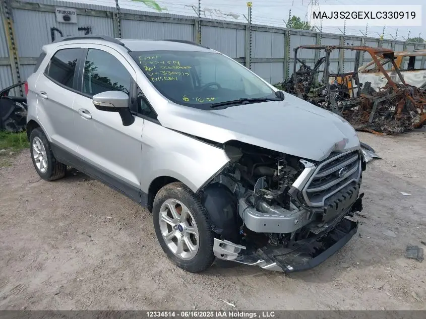 2020 Ford Ecosport VIN: MAJ3S2GEXLC330919 Lot: 12334514
