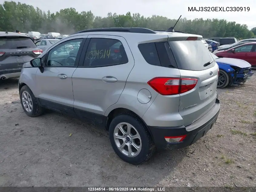 2020 Ford Ecosport VIN: MAJ3S2GEXLC330919 Lot: 12334514