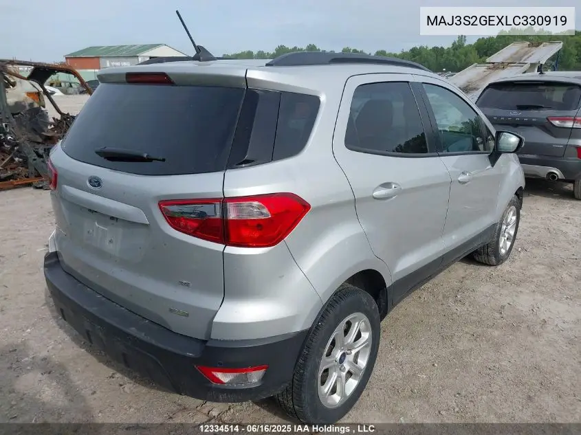 2020 Ford Ecosport VIN: MAJ3S2GEXLC330919 Lot: 12334514
