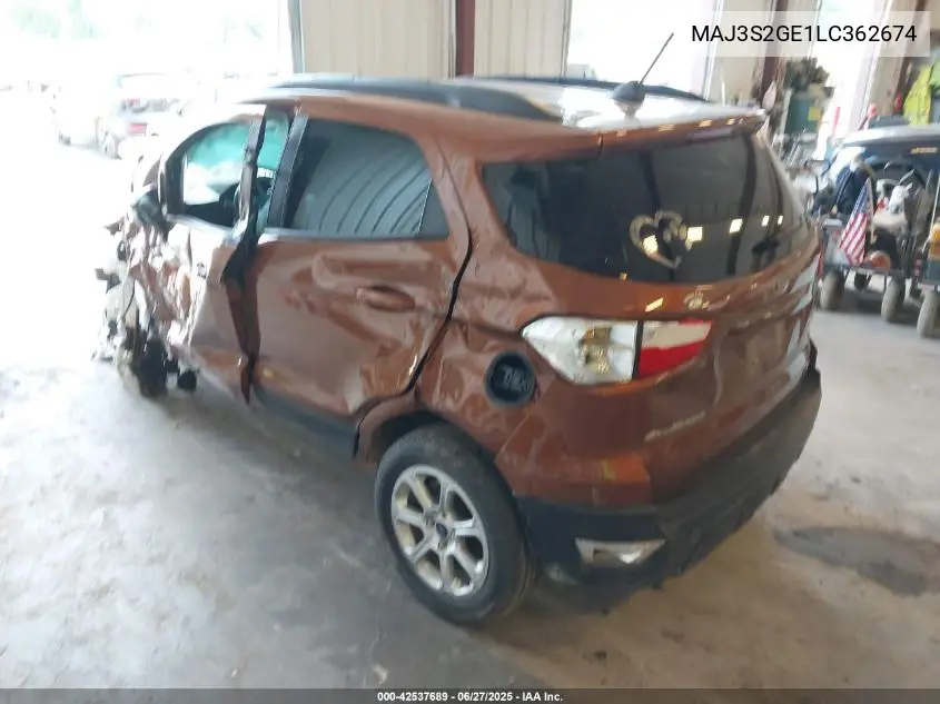 2020 Ford Ecosport Se VIN: MAJ3S2GE1LC362674 Lot: 42537689