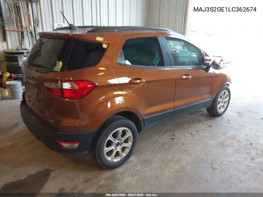 2020 Ford Ecosport Se VIN: MAJ3S2GE1LC362674 Lot: 42537689
