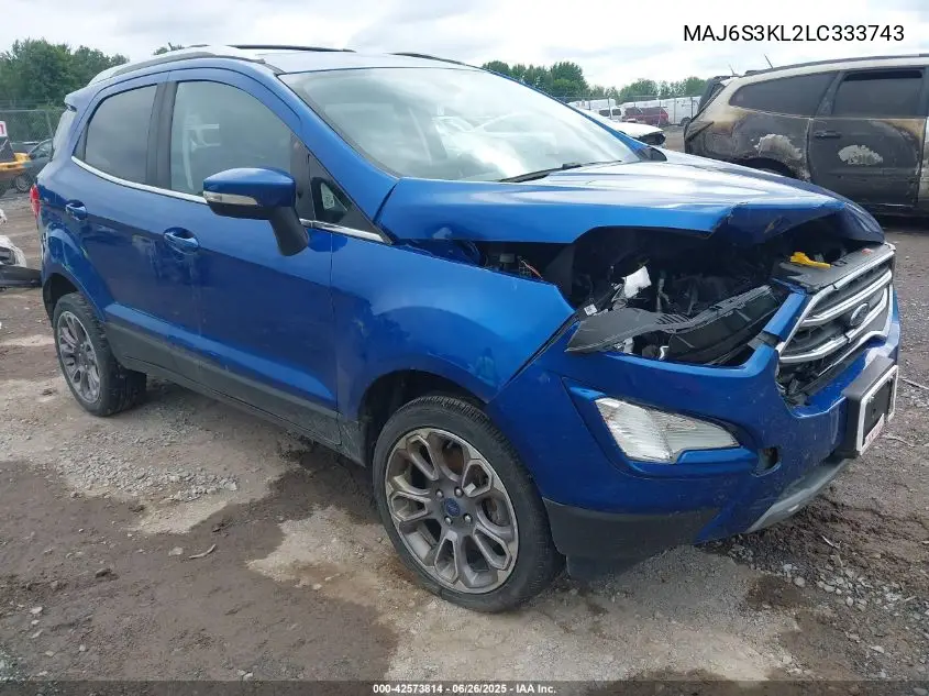 2020 Ford Ecosport Titanium VIN: MAJ6S3KL2LC333743 Lot: 42573814