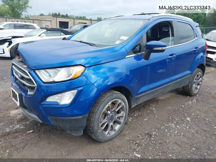 2020 Ford Ecosport Titanium VIN: MAJ6S3KL2LC333743 Lot: 42573814