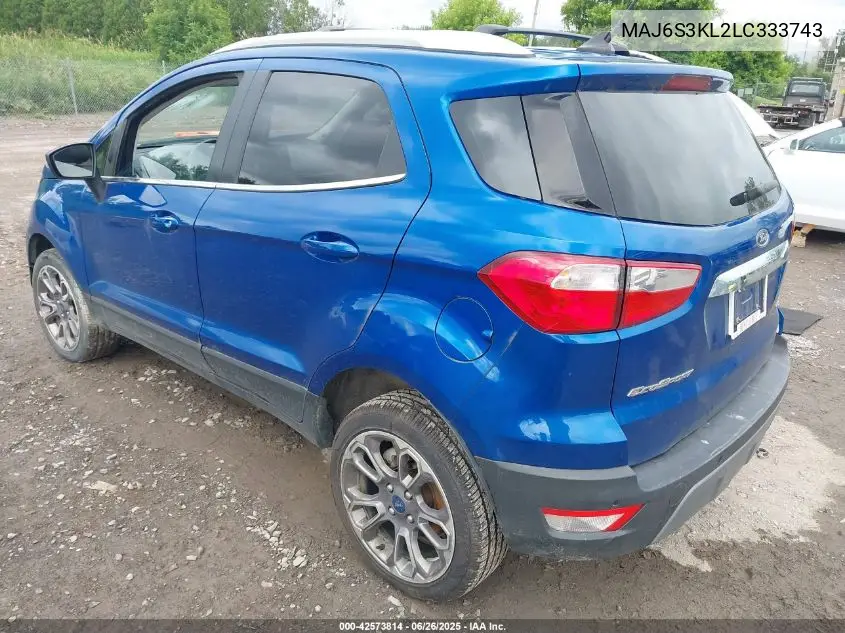 2020 Ford Ecosport Titanium VIN: MAJ6S3KL2LC333743 Lot: 42573814